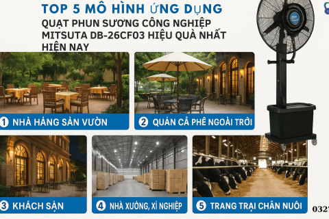 TOP 5 MÔ HÌNH ỨNG DỤNG "QUẠT PHUN SƯƠNG CÔNG NGHIỆP MITSUTA DB-26CF03" HIỆU QUẢ NHẤT HIỆN NAY